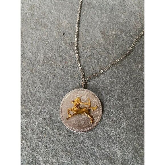Vintage Necklace Sagittarius GF On Sterling Silver Centaur Astrology Pendant - Picture 7 of 16